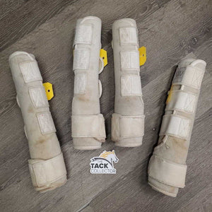 Front & Hind Closed Dressage Leg Wraps - Boots, velcro *gc, stained, hair, clean, residue, dingy, hairy, thread
