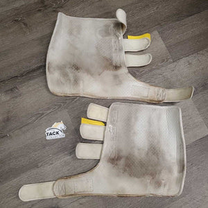 Front & Hind Closed Dressage Leg Wraps - Boots, velcro *gc, stained, hair, clean, residue, dingy, hairy, thread