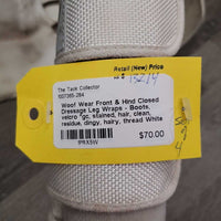 Front & Hind Closed Dressage Leg Wraps - Boots, velcro *gc, stained, hair, clean, residue, dingy, hairy, thread
