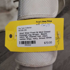 Front & Hind Closed Dressage Leg Wraps - Boots, velcro *gc, stained, hair, clean, residue, dingy, hairy, thread