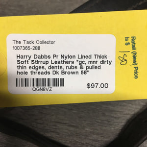 Pr Nylon Lined Thick Soft Stirrup Leathers *gc, mnr dirty, thin edges, dents, rubs & pulled hole threads