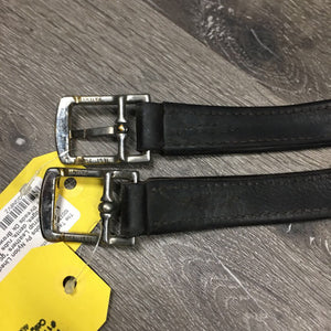 Pr Nylon Lined Thick Soft Stirrup Leathers *gc, mnr dirty, thin edges, dents, rubs & pulled hole threads