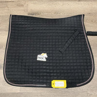 Quilt Dressage Saddle Pad, 1x piping *gc, mnr dirt, rubs, threads, hair, snags