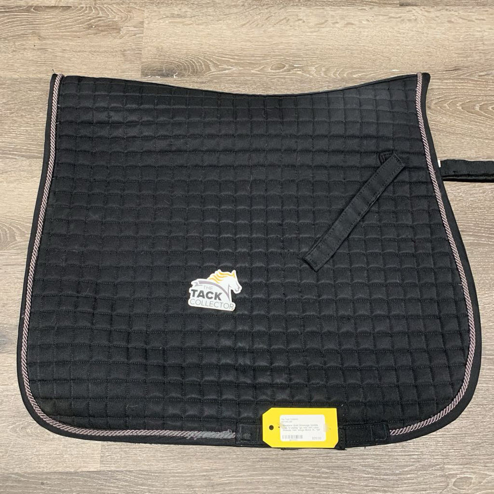 Quilt Dressage Saddle Pad, 1x piping *gc, mnr dirt, rubs, threads, hair, snags