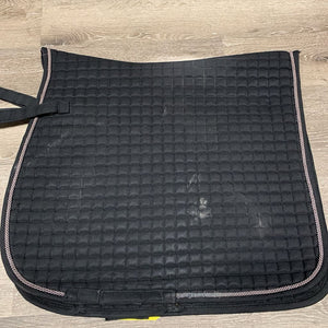 Quilt Dressage Saddle Pad, 1x piping *gc, mnr dirt, rubs, threads, hair, snags