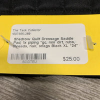Quilt Dressage Saddle Pad, 1x piping *gc, mnr dirt, rubs, threads, hair, snags
