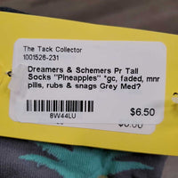 Pr Tall Socks "Pineapples" *gc, faded, mnr pills, rubs & snags