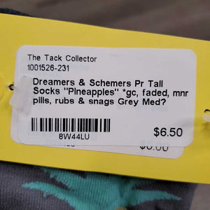 Pr Tall Socks "Pineapples" *gc, faded, mnr pills, rubs & snags