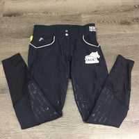 Full Sticky Seat Breeches *gc, seat rubs & pills, seam puckers, faded, cracking logos
