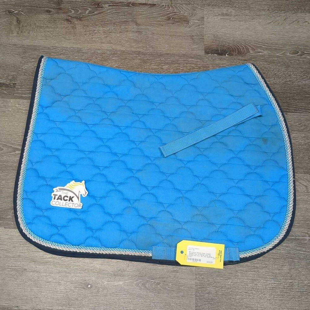 Quilt Jumper Saddle Pad, 2x piping, tabs *gc, stains, mnr tear, dirt, hair