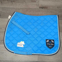 Quilt Jumper Saddle Pad, 2x piping, tabs *gc, stains, mnr tear, dirt, hair
