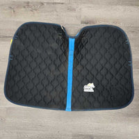 Quilt Jumper Saddle Pad, 2x piping, tabs *gc, stains, mnr tear, dirt, hair
