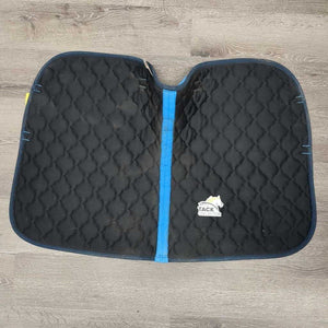 Quilt Jumper Saddle Pad, 2x piping, tabs *gc, stains, mnr tear, dirt, hair