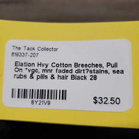 Hvy Cotton Breeches, Pull On *vgc, mnr faded dirt?stains, seat rubs & pills & hair
