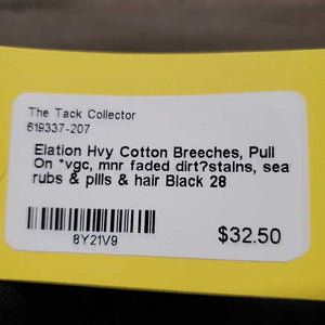 Hvy Cotton Breeches, Pull On *vgc, mnr faded dirt?stains, seat rubs & pills & hair