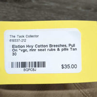 Hvy Cotton Breeches, Pull On *vgc, mnr seat rubs & pills
