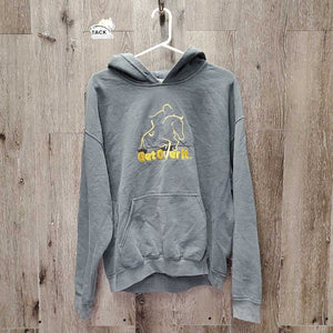 Hvy Sweatshirt Hoodie "Get Over It" *gc, pilly, rubs, clumpy/rough inside lining