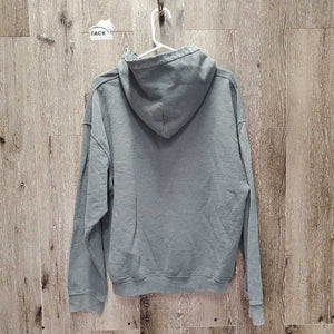 Hvy Sweatshirt Hoodie "Get Over It" *gc, pilly, rubs, clumpy/rough inside lining