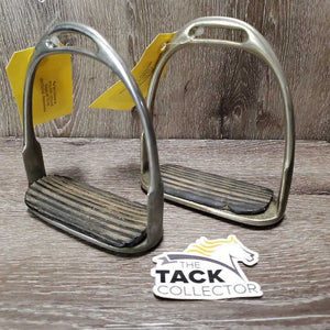 Pr Stirrup Irons, grips *fair, discolored, stains, dirt, too small grip, older