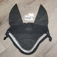 Crochet Ear Bonnet Fly Veil, bling, birdle loops *gc, clean, hairy, faded, older, snags, rubs
