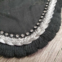 Crochet Ear Bonnet Fly Veil, bling, birdle loops *gc, clean, hairy, faded, older, snags, rubs
