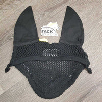 Crochet Ear Bonnet Fly Veil, bling, birdle loops *gc, clean, hairy, faded, older, snags, rubs
