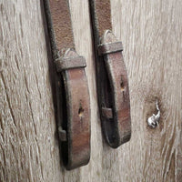 Soft Rsd Leather Bridle, Thick Braided Reins *gc, dirty, dry, edge scrapes, xholes *reins: broken keeper, mismatched
