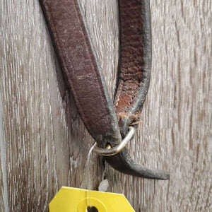 Soft Rsd Leather Bridle, Thick Braided Reins *gc, dirty, dry, edge scrapes, xholes *reins: broken keeper, mismatched