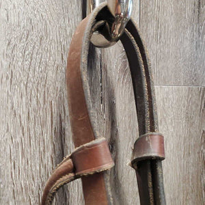 Soft Rsd Leather Bridle, Thick Braided Reins *gc, dirty, dry, edge scrapes, xholes *reins: broken keeper, mismatched