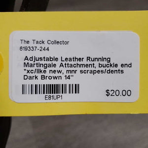 Adjustable Leather Running Martingale Attachment, buckle end *xc/like new, mnr scrapes/dents