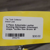 2 Piece Adjustable Leather Running Martingale Attachment, snaps *xc/like new
