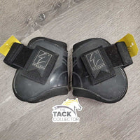 Pr Hind Boots, velcro *gc, clean, faded, scrapes, rubs, residue, hair, 1 squished, pills
