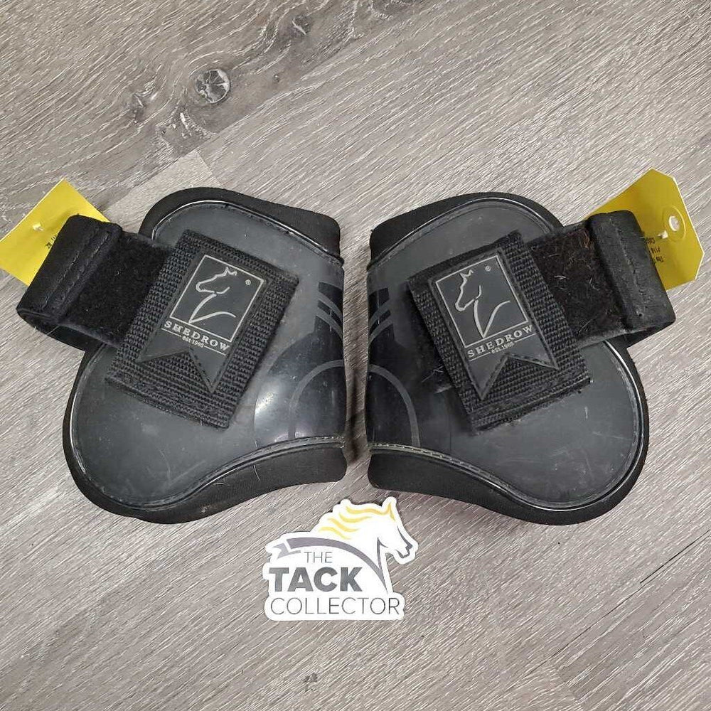 Pr Hind Boots, velcro *gc, clean, faded, scrapes, rubs, residue, hair, 1 squished, pills