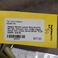 Loose Ring Snaffle Bit *gc, chewed, mnr rough edges, clean, mnr stains
