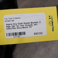 Hvy Quilt Stable Blanket, 2 legs, tail *xc, mnr threads, dirt, stain/film
