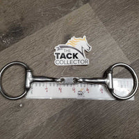 Thin French Link Eggbutt Bradoon Bit, center bar *gc, older, scuffs, residue, loose joints, clean, scars
