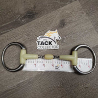 French Link Eggbutt Bit, Center Roller Lozenge *gc/fair, clean, chewed, split & sharp edge
