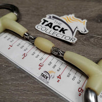 French Link Eggbutt Bit, Center Roller Lozenge *gc/fair, clean, chewed, split & sharp edge
