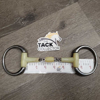 French Link Eggbutt Bit, Center Roller Lozenge *gc/fair, clean, chewed, split & sharp edge
