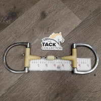 French Link Hunter D Ring, center roller *gc/fair, split end, chewed, discolored, clean, residue, scratches, older
