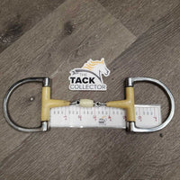 French Link Hunter D Ring, center roller *gc/fair, split end, chewed, discolored, clean, residue, scratches, older
