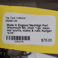 Med/High Port Weymouth Bit, chain *vgc, clean, mnr scuffs, stains & rubs
