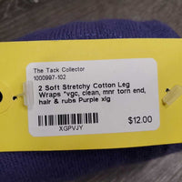 2 Soft Stretchy Cotton Leg Wraps *vgc, clean, mnr torn end, hair & rubs
