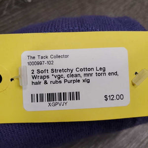 2 Soft Stretchy Cotton Leg Wraps *vgc, clean, mnr torn end, hair & rubs