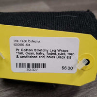 Pr Cotton Stretchy Leg Wraps *fair, clean, hairy, faded, rubs, torn & unstitched end, holes
