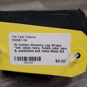 Pr Cotton Stretchy Leg Wraps *fair, clean, hairy, faded, rubs, torn & unstitched end, holes