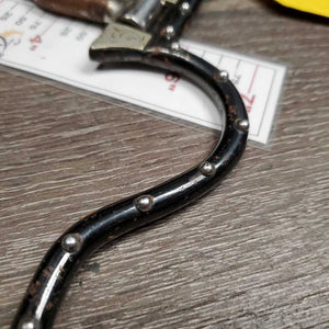 Curved LS High Port Sweet Iron Western Curb Bit, tooled silver edges *gc, clean, rusty, scrapes, oxidized