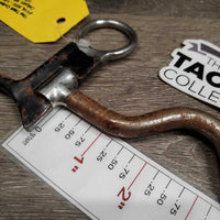 Curved LS High Port Sweet Iron Western Curb Bit, tooled silver edges *gc, clean, rusty, scrapes, oxidized

