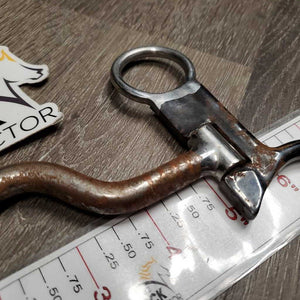 Curved LS High Port Sweet Iron Western Curb Bit, tooled silver edges *gc, clean, rusty, scrapes, oxidized