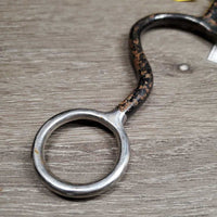 Curved LS High Port Sweet Iron Western Curb Bit, tooled silver edges *gc, clean, rusty, scrapes, oxidized
